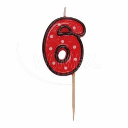 Číslová svíčka na špejli "6" 50mm [1 ks]