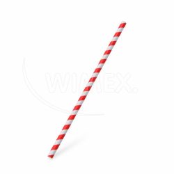 Slámka papírová Spirála červená `JUMBO` Ø8mm x 25cm [100 ks]