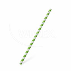 Slámka papírová Spirála zelená `JUMBO` Ø8mm x 25cm [100 ks]