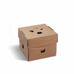Burger box (PAP FSC Mix) rozkládací nepromastitelný kraft 120 x 120 x 100 mm [100 ks]