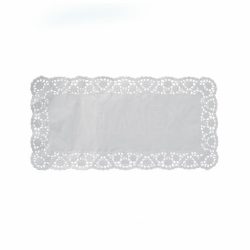 Dekorativní krajka (PAP) hranatá bílá 40 x 20 cm [6 ks]