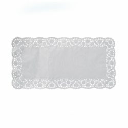 Dekorativní krajka (PAP) hranatá bílá 38 x 25 cm [6 ks]