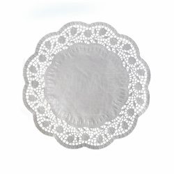 Dekorativní krajka (PAP) kulatá bílá Ø30cm [6 ks]
