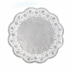 Dekorativní krajka (PAP) kulatá bílá Ø36cm [6 ks]