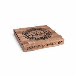 Krabice na pizzu (mikrovlnitá lepenka) H4 kraft s potiskem 28 x 28 x 4 cm [100 ks]
