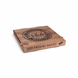 Krabice na pizzu (mikrovlnitá lepenka) H4 kraft s potiskem 29 x 29 x 4 cm [100 ks]