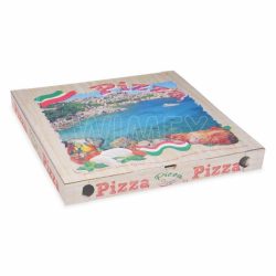 Krabice na pizzu (mikrovlnitá lepenka) G4 bílá s potiskem 50 x 50 x 5 cm [100 ks]