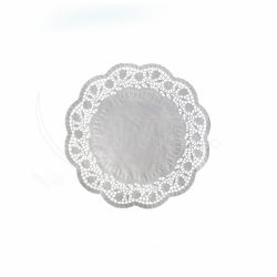 Dekorativní krajka (PAP) kulatá bílá Ø16cm [100 ks]