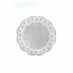 Dekorativní krajka (PAP) kulatá bílá Ø18cm [100 ks]