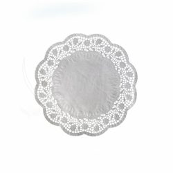 Dekorativní krajka (PAP) kulatá bílá Ø22cm [100 ks]