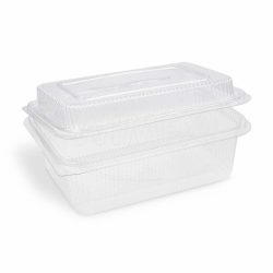 Miska (rPET) s víčkem hranatá průhledná 1500 + 450 ml [50 ks]