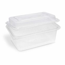 Miska (rPET) s víčkem hranatá průhledná 2000 + 450 ml [50 ks]